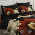 thumbnail image 2 of 7 Pieces Bed in a Bag Black Floral Comforter Set Queen Size Boho Flower Bedding Sets Lightweight for All Season, 2 of 7