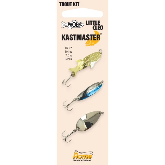 Acme Tackle Kastmaster Fishing Spoon Trout Kit # 2, 1/4 oz. Chrome Assortment 3 Pack