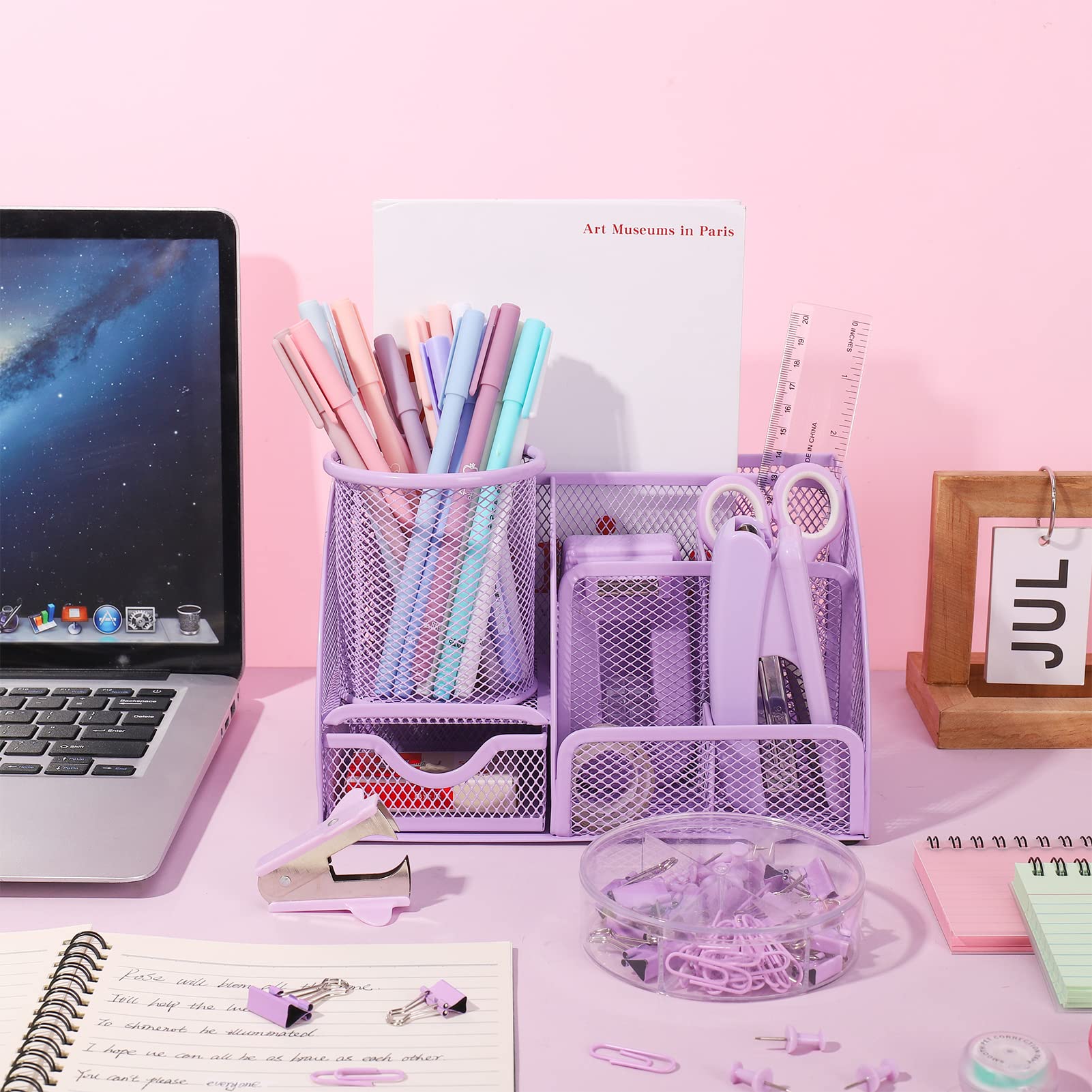 Aertyole Purple 7-Compartment Desk Organizer Set photo 3