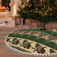 thumbnail image 6 of Rocae Dark Green Vintage Corn Pattern for Christmas Tree Skirt with Pom Pom Trim for Holiday Party for Holiday Home Decor Indoor Outdoor-48", 6 of 7