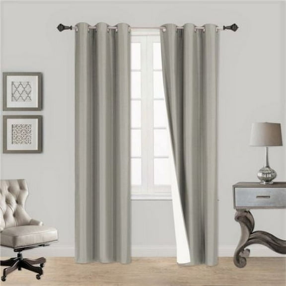 Silver 1-Piece Noa Solid Blackout Grommet-Top Window Curtain Panel 37" W X 84" L
