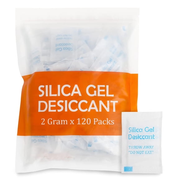 2 Gram [120 Packets] Food Safe Silica Gel Packs for Moisture Absorbing, Desiccant Dehumidifier Bags for Spices Jewelry Shoes Boxes Electronics Storage