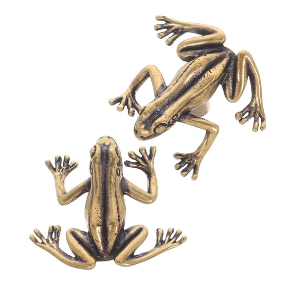 HONMEET 2Pcs Solid Brass Frog Cabinet Knobs Drawer Pulls Vintage Style Single Hole Furniture Handles