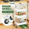 thumbnail image 3 of 3 Tier Metal Cart on Wheels, Heavy Duty Rolling Storage Cart for Kitchen, White, 3 of 5