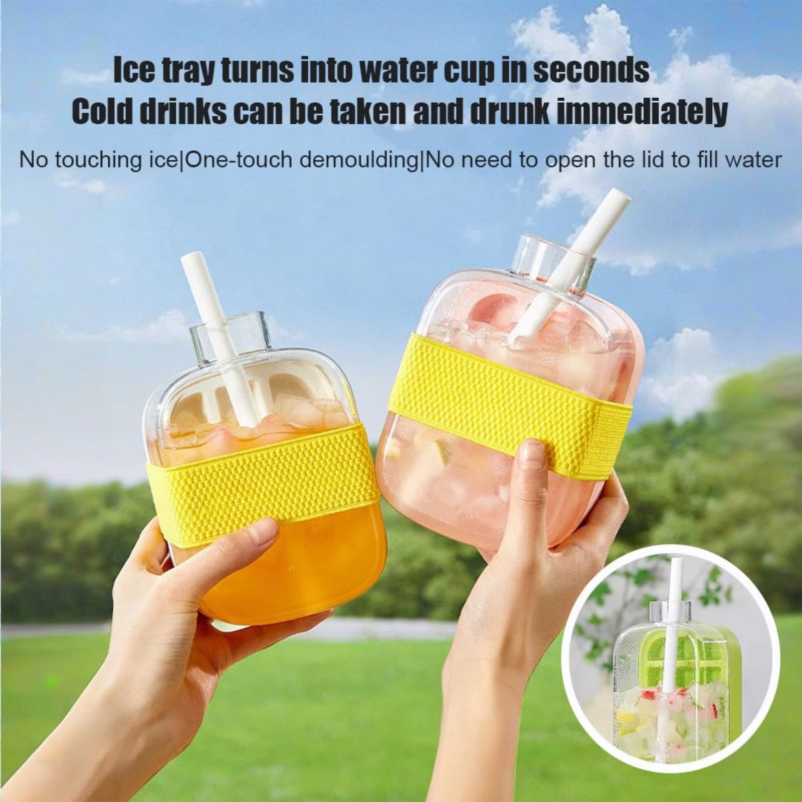 Mold Water Bottle - 500ml with Straw, Green, Includes Tie Strap for Easy Carrying, Perfect for Home, Office, Travel - Reusable Ice Maker Bottle for Chilled Drinks, BPA Free, Leak Proof