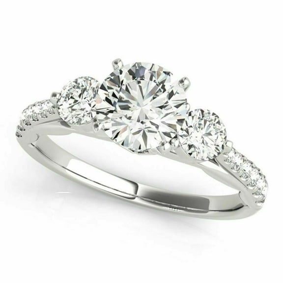 Solitaire Moissanite Ring, 3 Rounds 4.00 Cts Moissanite Engagement Ring, 18k White Gold Plated Promise Ring, Anniversary Gift, Bridal Ring, Daily Ring