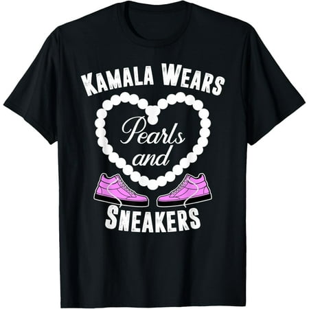 Kamala Wears Pearls And Sneakers Tennis Shoes Vice President T-Shirt