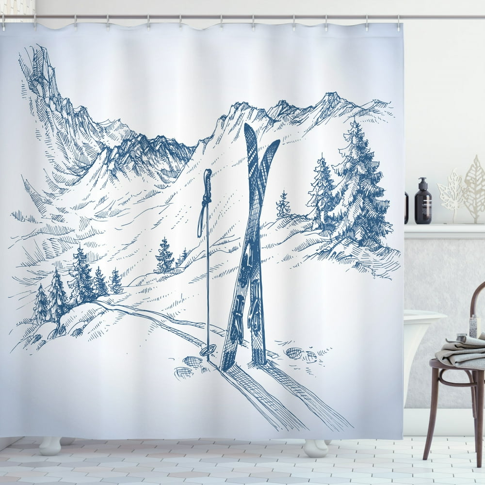 Winter Shower Curtain, Dramatic Landscape of Snowy Mountains Snow