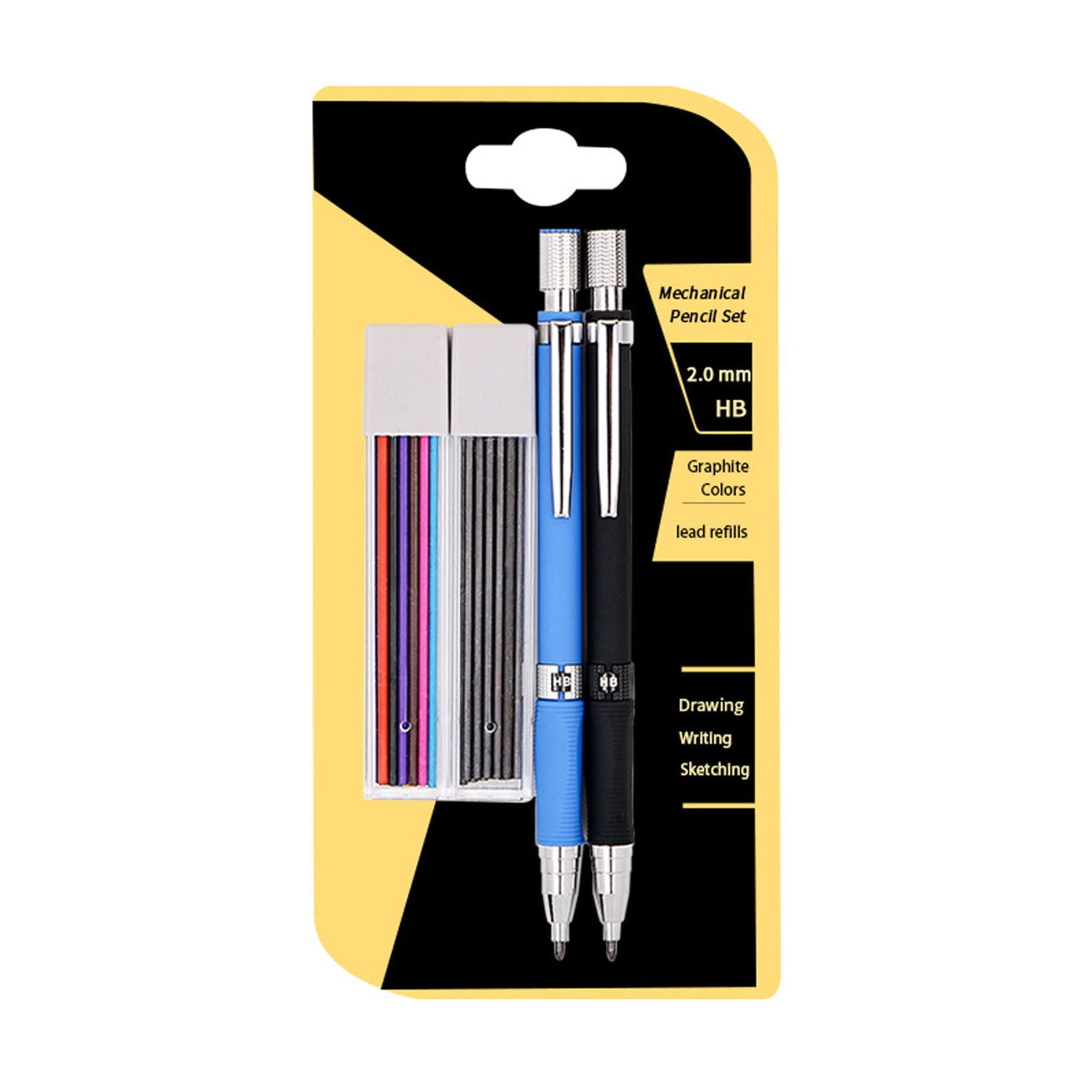 2.0mm Mechanical Automatic Pencil Lead Refill Set Writing Drafting Non-Slip Grip