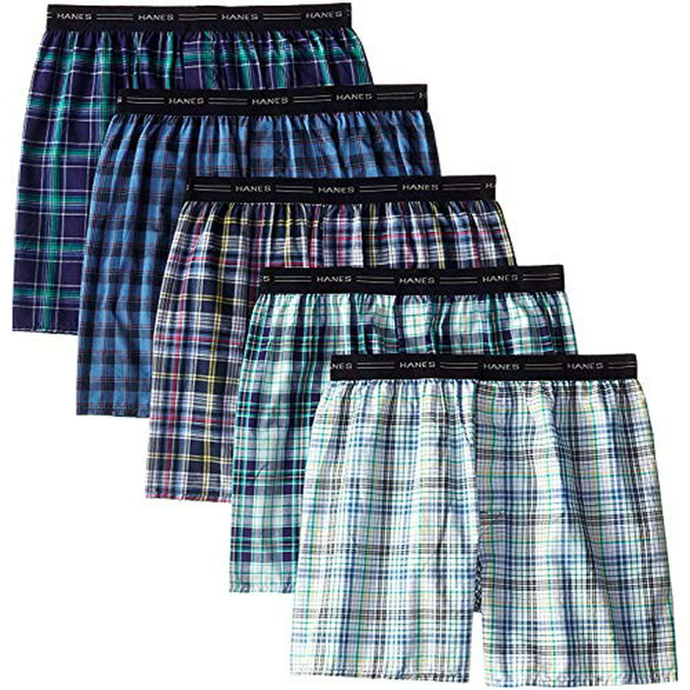 Hanes - byHanes Hanes Men's 5-Pack Woven Exposed Waistband Boxers ...