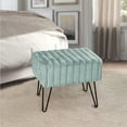 thumbnail image 5 of Home Soft Things Super Soft Faux-Fur Upholstered Stool Ottoman, Jadeite, 19"x13"x17", 5 of 7