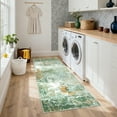 thumbnail image 3 of FairOnly Modern Abstract Machine Washable 2'x6' Runner Rug for Hallway Ultra Thin Low Pile Foldable Non Slip Floor Cover for Kitchen Laundry,Green, 3 of 7