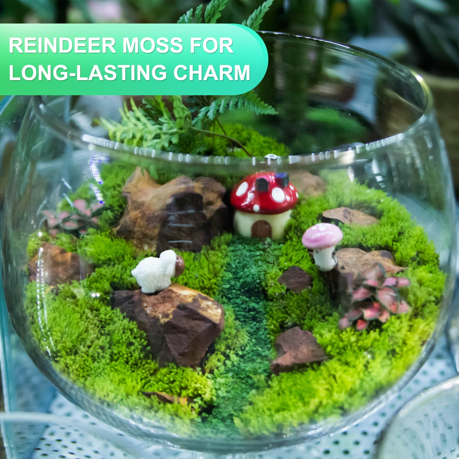 Uxcell Preserved Reindeer Moss, 11 oz Fake Moss for Crafts Artificial Dried Moss (Green/Dark Green/Chartreuse)
