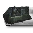 thumbnail image 3 of Gothic Soft Flannel Fleece Blanket, Image of the Gate of a Dark Old Haunted House Cemetery Dead Myst Fiction Art Print, Cozy Plush for Indoor and Outdoor Use, 70" x 90", Grey Green, by Ambesonne, 3 of 6