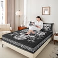 thumbnail image 4 of Homewish Gothic Skeleton Ekull Twin Sheet Sets,Retro Flower Floral Twin Fitted Sheet,Victorian Print Flat Sheet For Kids,Super Cozy Room Decor,3-Piece, 4 of 7
