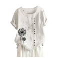 thumbnail image 1 of Plus Size Tops For Womens Casual Loose Button Linen Plus Size Daily Boho Tanic T-Shirt Blouse Tops, 1 of 6