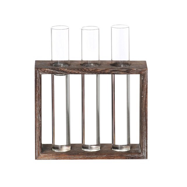 KAKOWELY Vase en Tube de Verre Hydroponique Transparent 1 Pce Vase en Tube Hydroponique Décoration Créative Conteneur d'Arrangement Floral Cadre en Bois Antique Vase en Tube à Essai Fleur Hydroponique Simple