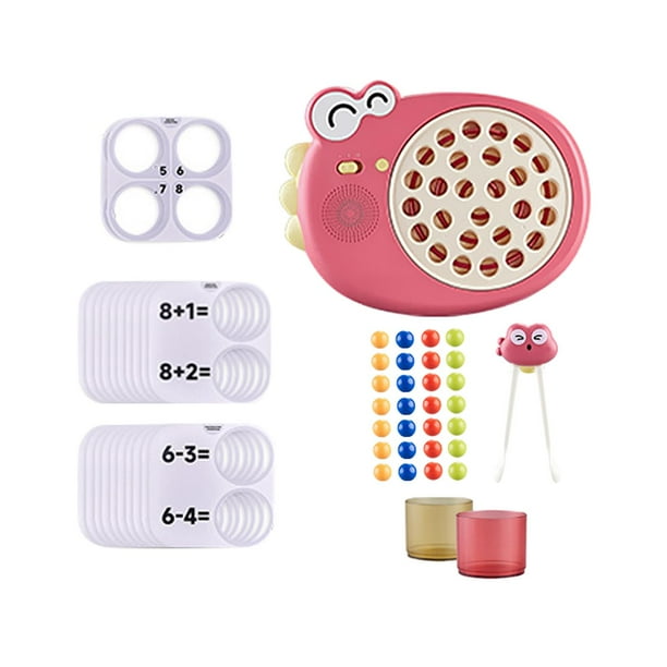 Palillos de aprendizaje para niños, palillos de práctica para bebés, juguetes para contar, máquina de palillos de entrenamiento de dinosaurios, rojo con tarjetas