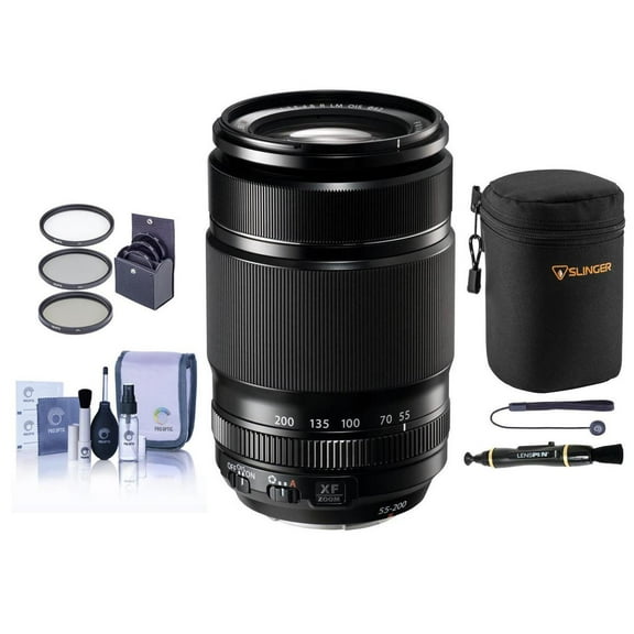 Fujifilm XF 55-200mm f/3.5-4.8 R LM OIS Lens, Bundle with 62mm Filter Kit, Lens Pouch and Cleaning Kit