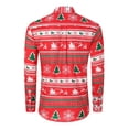 thumbnail image 4 of Mens Christmas Shirt Xmas Holiday Party Shirts Long Sleeve Snow Print Christmas Tree Shirt, 4 of 9