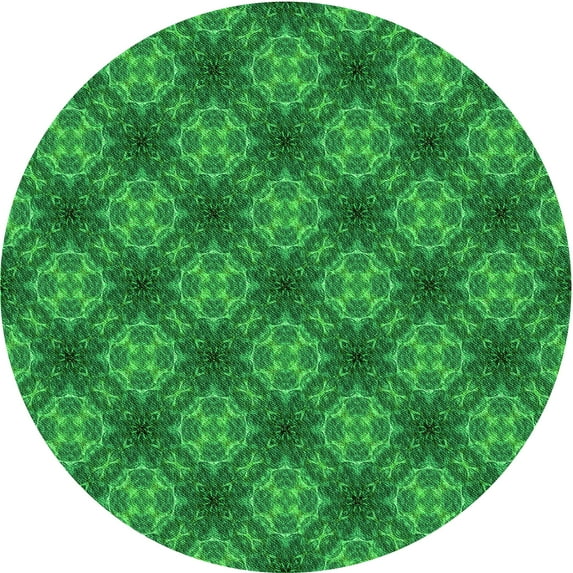 Ahgly Company Machine Washable Indoor Round Transitional Green Area Rugs, 8' Round