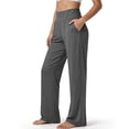 thumbnail image 5 of Stretch Womens Wide Leg Sweatpants Petite High Waist Soft Athletic Pants Lightweight Workout Lounge Pants for Yoga Gym Running Pull On Pants Dark Gray S, 5 of 5