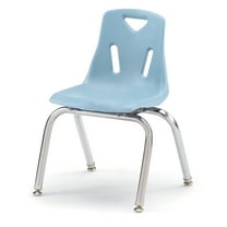 Stacking Chair with Chrome-Plated Legs - 14" Ht - Coastal Blue
