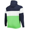 thumbnail image 3 of Men's New Era College Navy/Neon Green Seattle Seahawks Big & Tall Current Team Colorblock Fleece Raglan Pullover Hoodie, 3 of 3