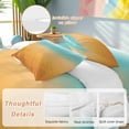 thumbnail image 4 of Turquoise Orange Duvet Cover Set Queen Size Stripe Gradient Soft Lightweight Comforter Covers 4 Piece Bedding Set with 1 Duvet Cover 1 Bed Sheet & 2 Pillow Shams, 4 of 8
