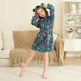 thumbnail image 3 of FORMRS Niños Bathrobe Unisex Hooded Robe Soft Plush Pajamas Sleepwear, Size 7-9T, Stained Glass Pattern, 3 of 7
