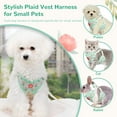 thumbnail image 5 of Cute Small Dog Harness and Leash Set with Bag No Pull Puppy Cat Vest Harness Adjustable Soft Breathable Plaid Flower Pet Bunny Harness for Small Dogs Cats Rabbits Shih Tzu Yorkies, 5 of 7