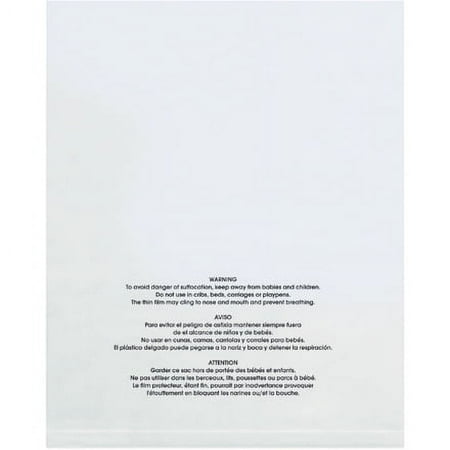 10 x 15" - 1 Mil Flat Suffocation Warning Poly Bags - 1000 Per Case