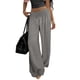 thumbnail image 3 of TaTaai Women's Fashion Loose Straight Long Pants Solid Color High Waist Patchwork Linen-Like Fabric Soft Casual Trousers for Daily and Home Occasions Gift, 3 of 6
