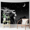 thumbnail image 4 of Cool Lion Tapestry, Space Stars Moon Tapestry For Men, Aesthetic Black Tapestry Wall Hanging for Bedroom Living Room Collage Dorm Room Decor, 60X40IN, 4 of 5