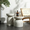 thumbnail image 5 of LuxenHome Rustic Off White and Gray Round 19.7-Inch Tall MgO Side Table, Indoors and Outdoors, 5 of 8