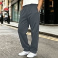 thumbnail image 2 of Boys Pants Straight Wide Leg Athletic Sweatpants Baggy Drawstring Lightweight Pockets Open Bottom Gray-A, 2 of 6