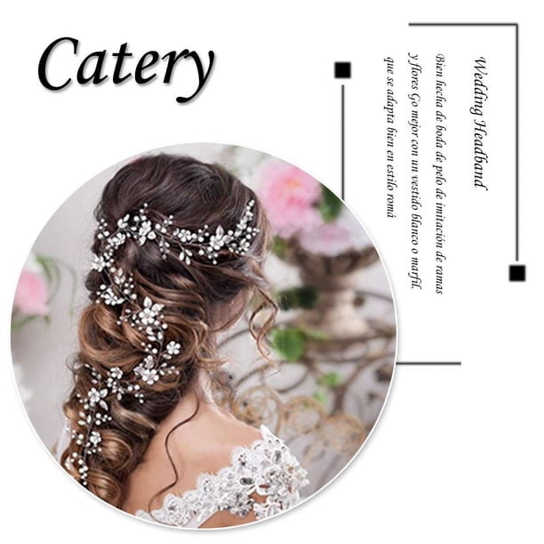 Silver Crystal Pearl Bridal Headband Floral Wedding Hair Vine NWT Silver Hair Vine Bridal Hair Vine Crystal Hair Vine Wedding  main image 4