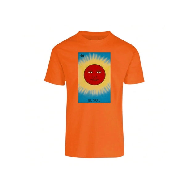 Playera Unisex El Sol De La Loteria Mexicana Color Anaranjado Talla Mediana Marca Emil SaEs