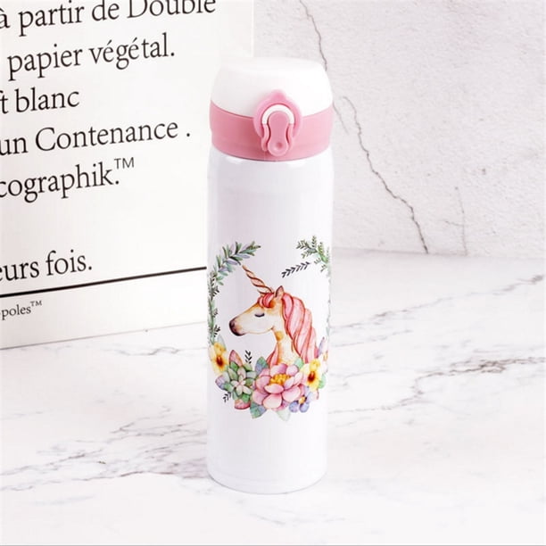Botellas de agua de 500ml de capacidad, agua potable, dibujos animados de unicornio, frascos de vacío de acero inoxidable, botella de agua, regalo para niños Xemadio 2030180-1