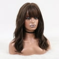 thumbnail image 5 of Wig with Bangs, Wigs for Women, 45cm High Temperature Silk Wig Bangs Brown Long Curly Hair With Rose Net, 5 of 9