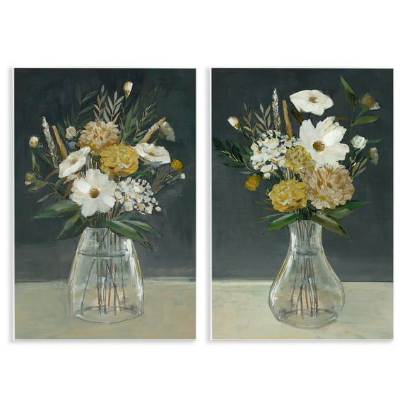 Stupell Industries Muted Bouquet Vases Plants & Flowers Painting Unframed Art Print Wall Art, 10 x 15, Set of 2