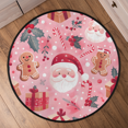 thumbnail image 6 of CURLYOOT Round Rug 3ft Santa Claus Area Rug, Washable Circle Mat Non Slip Floor Carpet Mat, Gingerbread Man Soft Indoor Rugs for Entryway Living Room Dining Room Bedroom, 6 of 7