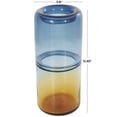 thumbnail image 3 of DecMode 13" Handmade Ombre Blue Glass Vase with Yellow Base, 3 of 9