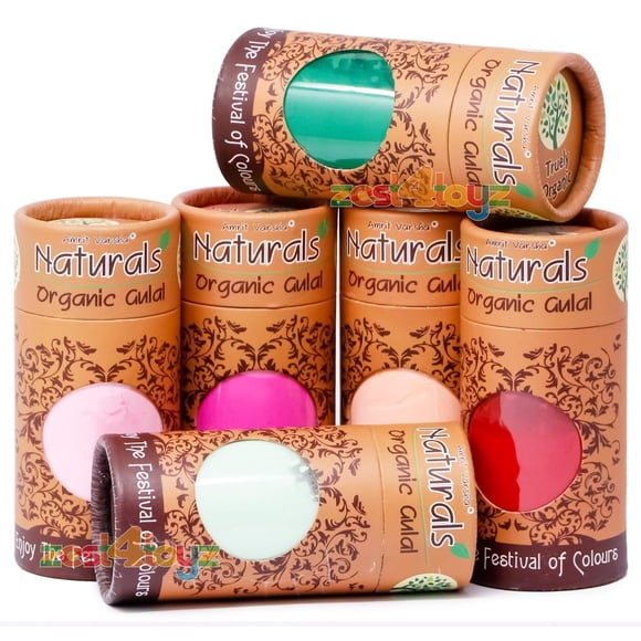 Poudre de Holi Gulal à Base de Plantes Naturelles - Lot de 3, Multicolore, Répartition de Couleur Aléatoire Non Toxique & Respectueux de la Peau Holi Rang