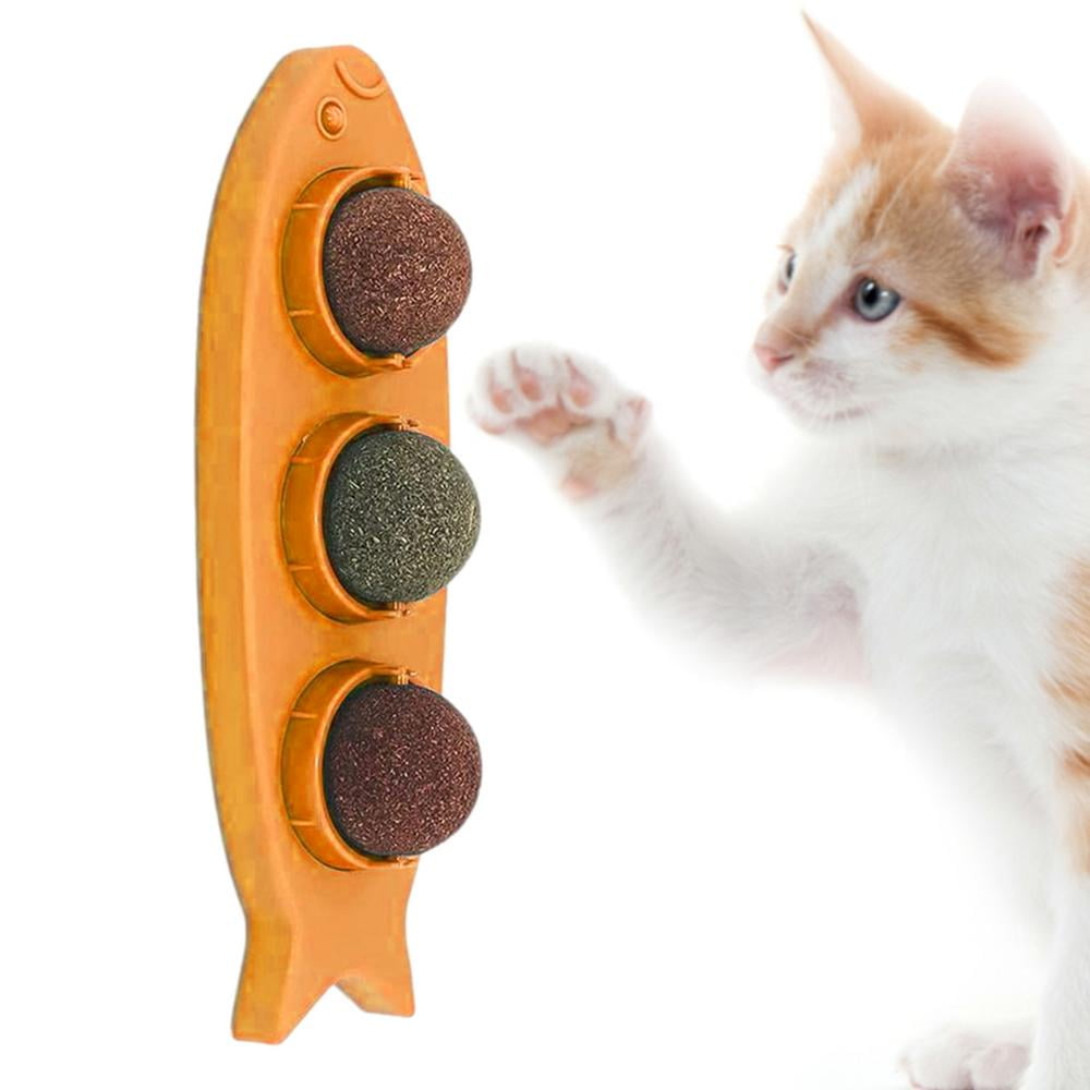 Leking Cat Mint Ball 3 In 1 Catnip Wall Ball Toys Rotatable Cat Snack