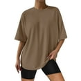 thumbnail image 4 of Gvdentm Women's Plus Size T Shirts Oversized Tees Summer Short Sleeve Crew Neck Loose Tunic Tops(Coffee,M), 4 of 7