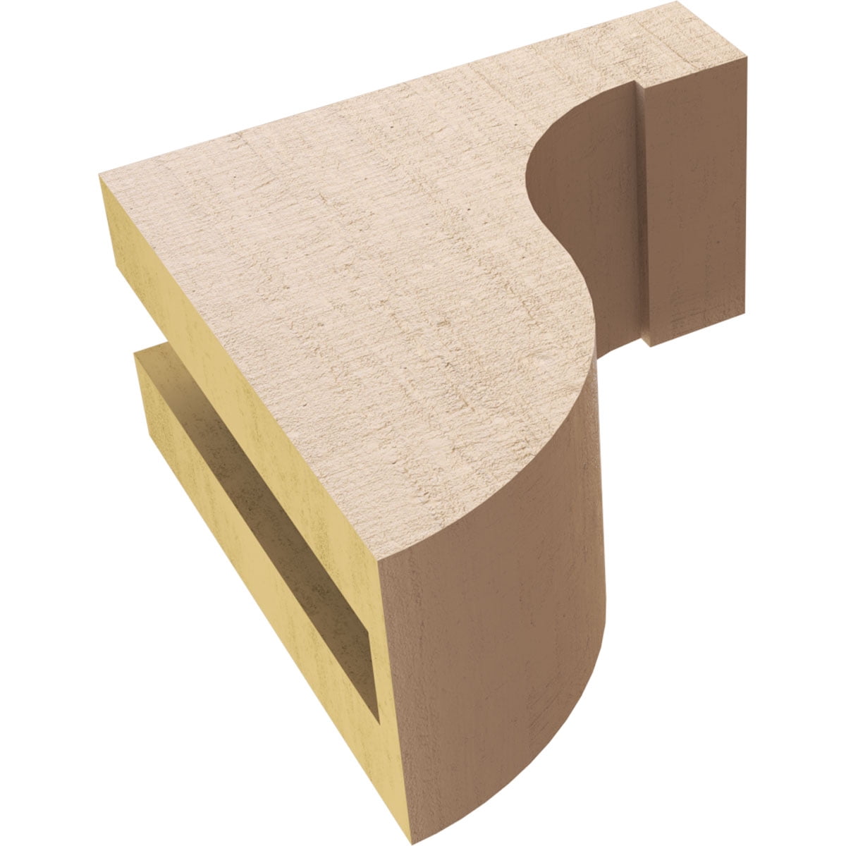 3"W x 6"D x 6"H Classic Del Monte Rough Cedar Woodgrain TimberThane Corbel, Primed Tan