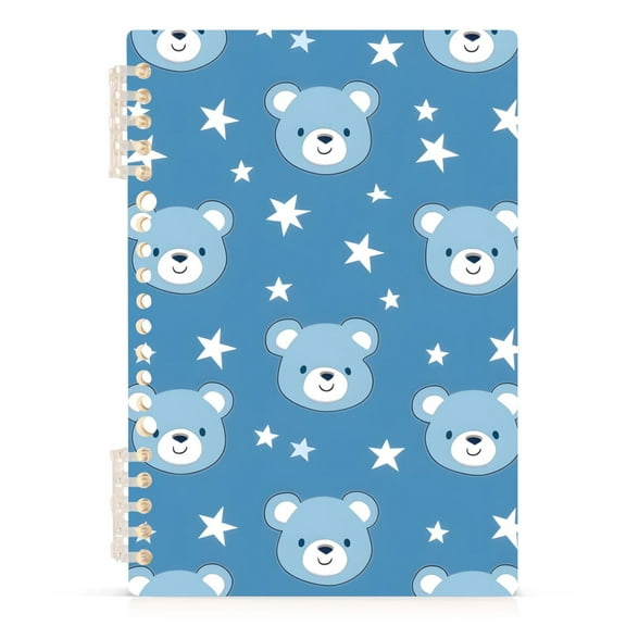 Baby Bear Face and Star Notebooks 1-subject Journal 60 Sheets A5 College Ruled Paper Detachable Ring 8.3"x5.7"