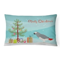 Carolines Treasures CK4495PW1216 African Grey Parrot Merry Christmas Canvas Fabric Decorative Pillow, 12H x16W,