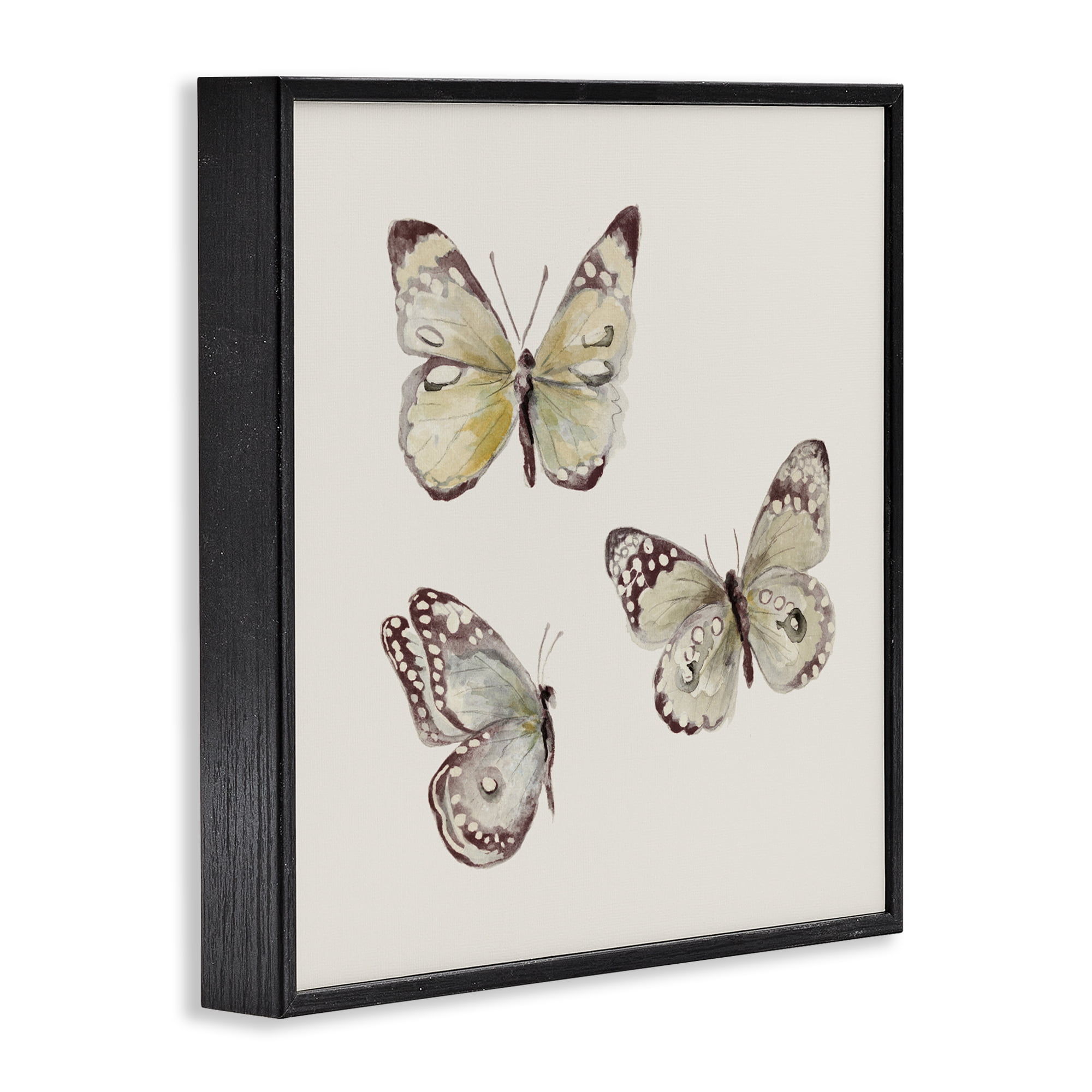 Stupell Industries Delicate Butterflies on Beige Black Framed Giclee Art, design by Patricia Pinto